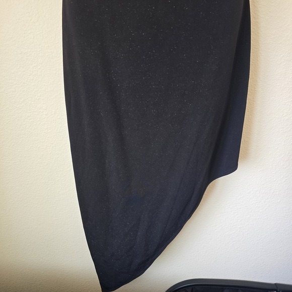 VTG Y2k 90s Asymmetrical Midi Maxi Strap Glitter 2XL Dress Prom Black Tie Formal - Picture 3 of 8